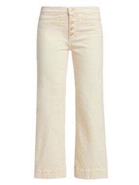 NWT Ramy Brook Jeans, Angela Wide Leg Pants with Exposed Button Fly, Ivory Cream